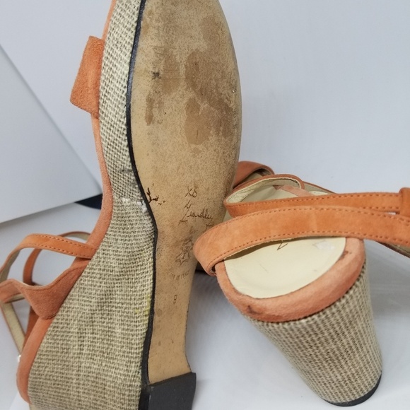 MARCHEZ VOUS Anne Apricot Suede Woman's Sandals 9M - Picture 4 of 4